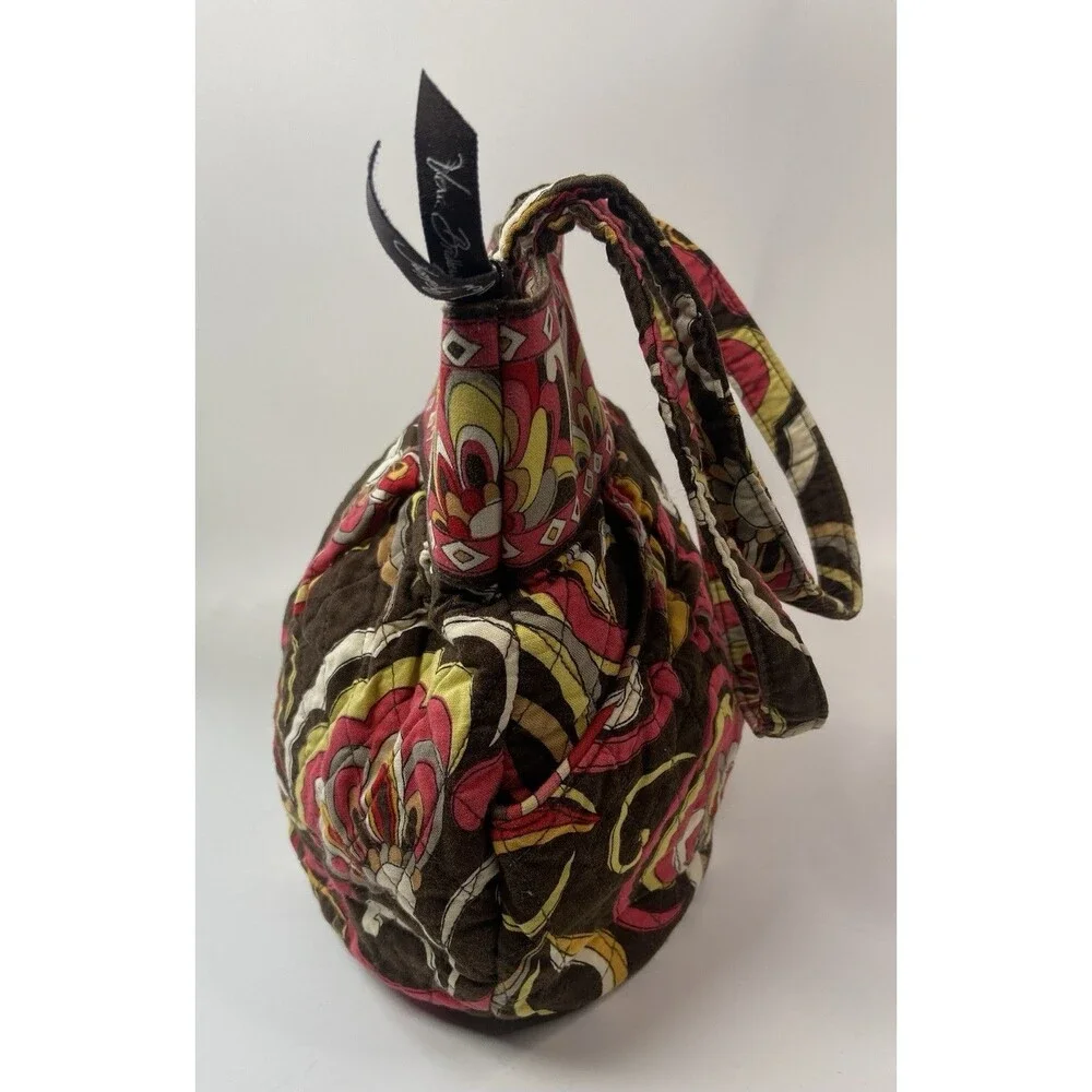 RETIRED Vera Bradley Morgan Tote Bag Mod Floral Pink Brown Yellow Birds Lot Of 2